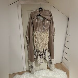 2 pieces metallic fabric brand new no tag custom-made short dress long sleeves